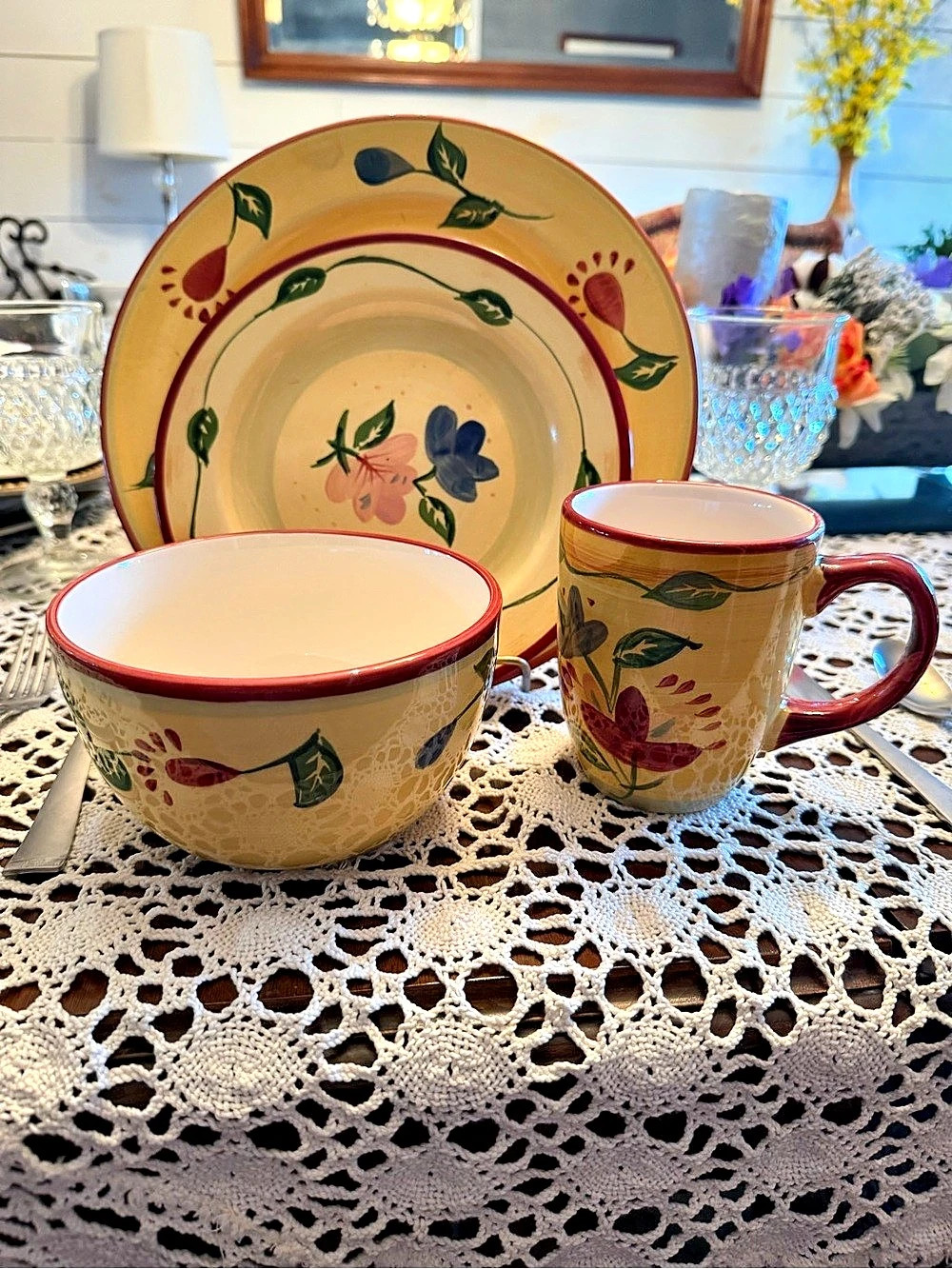 Pfaltzgraff Palermo Floral Dinnerware Set Yellow & Red (7 Available)